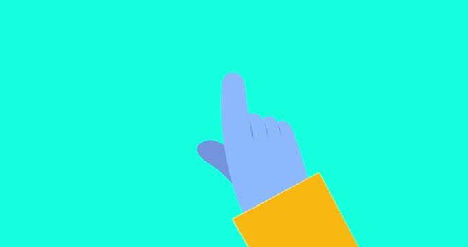 Blue single palm gesture finger scroll down loop isolated. Cartoon animated businessman moving character for finger scroll gsm phone transparent. Business explainer flat design people serie movie.