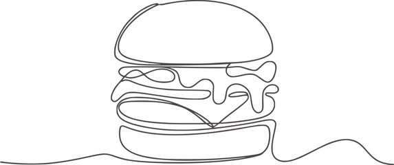 Minimalist burger line art food drawing © Mahin