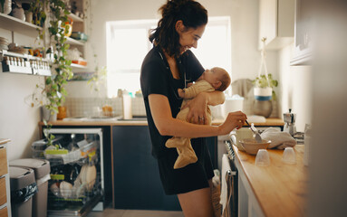 Mother bonding with her infant