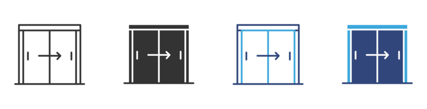Sliding door icon set, symbolizes Smart Entry Systems and Contemporary Design , vector illustration .