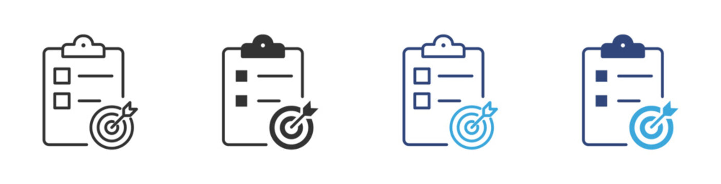 Accomplished goals and objectives icon set, represents Achievement, Success, Completed Targets, or Milestone Attainment , vector illustration . 