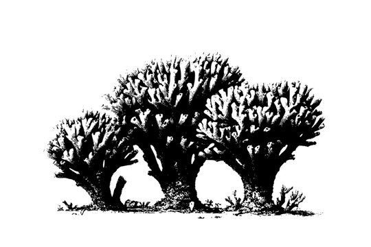 Ancient cacti trio: timeless desert tableau | Clean, isolated vector art for creative projects.