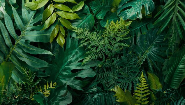 Verdant Abundance. A Dense Composition of Lush Green Foliage and Organic Textures. - Powered by Adobe