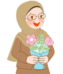 Teacher Holding Flower bouquet