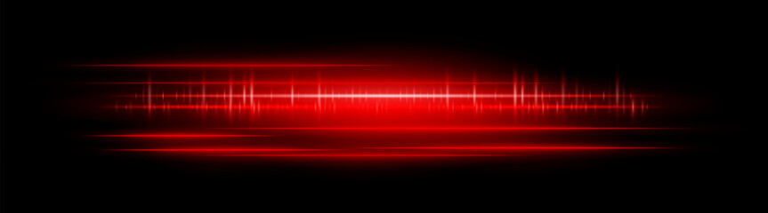 Horizontal red glowing light streaks with motion blur and bright reflections. Perfect for overlays, visual effects, modern design, and digital highlights.