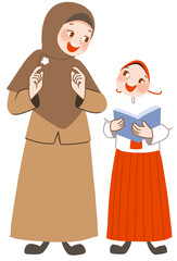 Indonesian Elementary School Student discussion with teacher