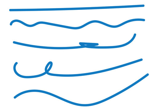 Trazo ondulado azul de pincel o boli 