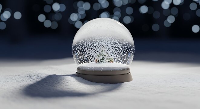 Beautiful illuminated snow globe featuring a christmas tree on a snowy background holiday decoration concept