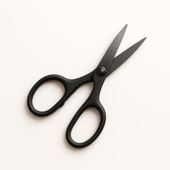 Open Black Office Scissors with Metallic Blades on a Clean White Background