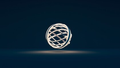 Metallic wireframe globe icon