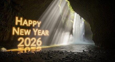 Happy New Year 2026 New Beginnings Waterfall