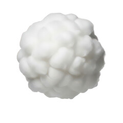 A fluffy white ball of cotton isolated on a transparent background, perfect for crafts, medical use, or as a soft texture element in design projects