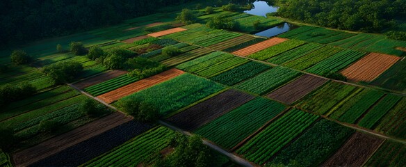 Fototapeta premium The field is a green playground where sustainable crop cultivation methods dance with nature.