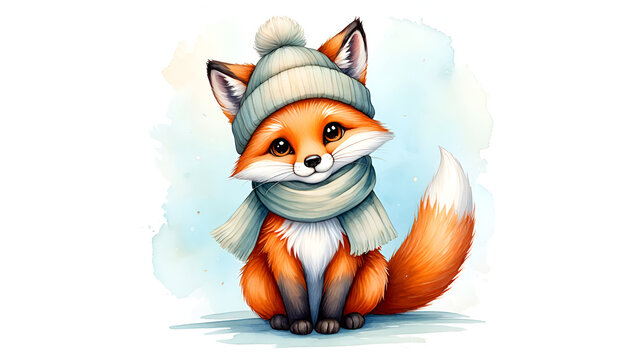 fox with cute expression in winter season, Generative AI - Powered by Adobe