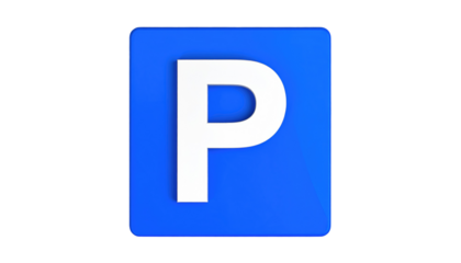 A white 'P' on a blue square with rounded corners, set against a black background. Simple and clear graphic design