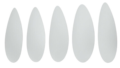 Row of five oval shapes in graduated sizes, soft edges and a light gray color, against black background