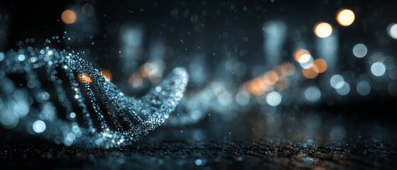 Decoding the future: advanced digital dna analysis. Futuristic data. Scientific journey through subtle blues and digital dna patterns in research space. Digital analytics. Ai visuals.