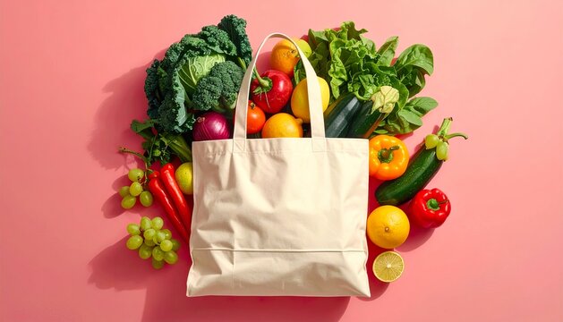 Fresh Produce in a Reusable Shopping Bag - Powered by Adobe