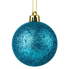 Glittering Ornament: A shimmering teal ornament, suspended delicately by a golden string, radiates festive cheer.