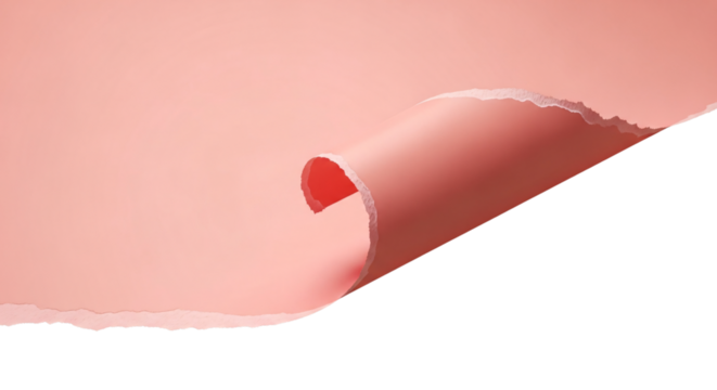 Soft pink paper peeling back to reveal a bright, energetic color underneath.