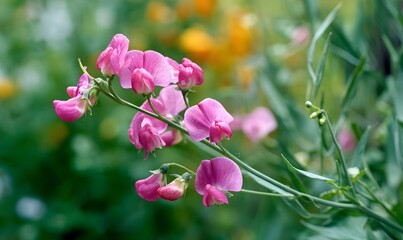a pea plant with pink flowers