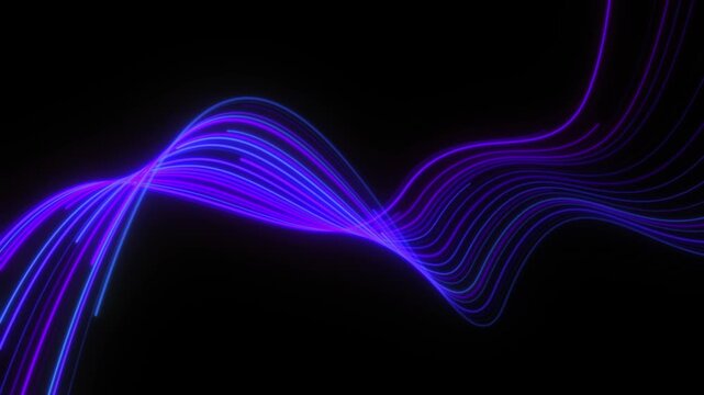Abstract curve glow lines light background. Neon motion energy futuristic wave trail animation.