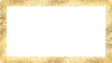 golden  glitter particle sparkle border on transparent background 