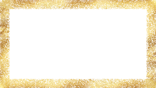 golden  glitter particle sparkle border on transparent background 