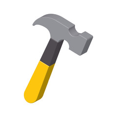 3D colorful hammer isolated on white background, 3D hammer for web, app, logo or UI design, tool for industrial workers, equipment for repair and reconstruction, vector illustration, EPS 10.