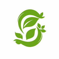 Abstract Green Letter S Logo Icon Formed by Fresh Leaves - Nature, Organic, Sustainable Design Element