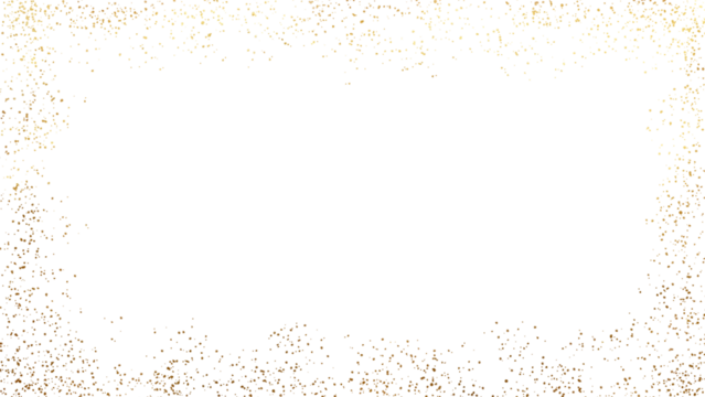 golden  glitter particle sparkle border on transparent background 