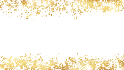 luxurious golden foil stain sparkle border on  transparent background,