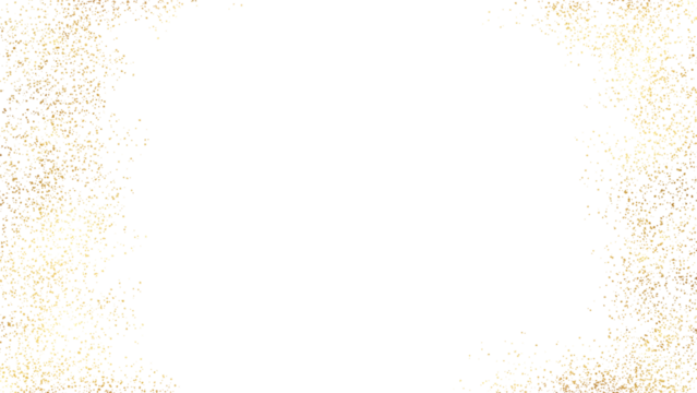 golden  glitter particle sparkle border on transparent background 