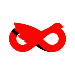 Fototapeta premium Red superhero eye mask icon or infinity symbol. Graphic element for costume, mystery, or secret identity concepts on white background.
