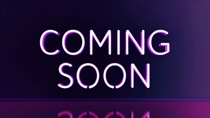 Neon sign with coming soon text on it in a dark room