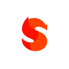 Fototapeta premium Stylized letter S icon in fiery red and orange colors, a vibrant abstract graphic design element for modern branding concepts.