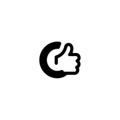 Positive feedback thumb up icon for approval, like, success, good quality, and agreement in digital design