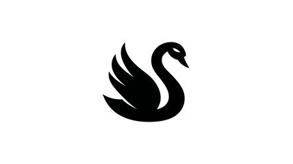 Obraz premium Elegant Black Swan Silhouette Illustration - Minimalist Waterfowl Bird Graphic Design Icon Isolated on White Background