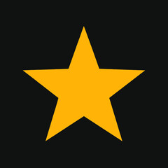 Obraz premium Vibrant yellow five-pointed star icon on a solid black background. Simple graphic symbol representing quality, success, or rating.