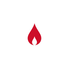 Obraz premium Stylized Red Blood Drop Icon or Abstract Flame Symbol. Simple Graphic Vector for Medical, Energy, Heat, or Emergency Concepts.