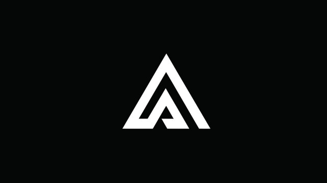 Modern Minimalist White Geometric Letter A Symbol on Black Background - Abstract Triangle Logo Design - Powered by Adobe