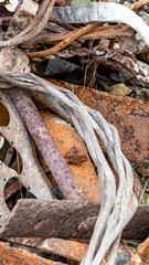 steel scrap with visible details. background or texture