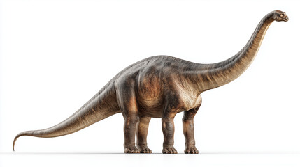 AI-generated image - Realistic full-body render of a Diplodocus dinosaur on white background, showing detailed skin texture and long tail anatomy from the Jurassic period.