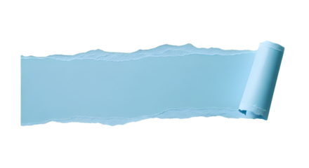 Torn blue paper with curled edge revealing blank space for text