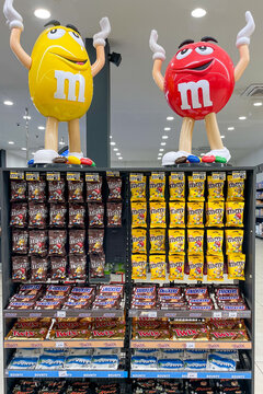 Bar, Montenegro, 25 October 2025, M and Ms brand chocolate candy in supermarket