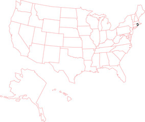 Rhode Island Highlighted on United States Map Vector Illustration