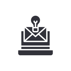 Creative Laptop With Bulb Idea For Email Marketing