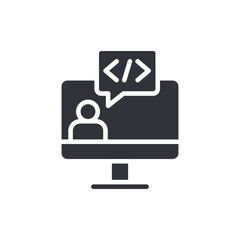Online Coding Tutorial Icon On Computer Screen Symbol