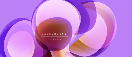 Abstract fluid shapes, purple hues, modern design. Soft gradients create dynamic visual texture. Background features overlapping forms.
