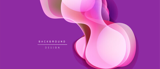 Fototapeta premium Abstract flowing shapes, vibrant purple backdrop. Modern design elements create dynamic visual texture. Smooth gradients, elegant composition.